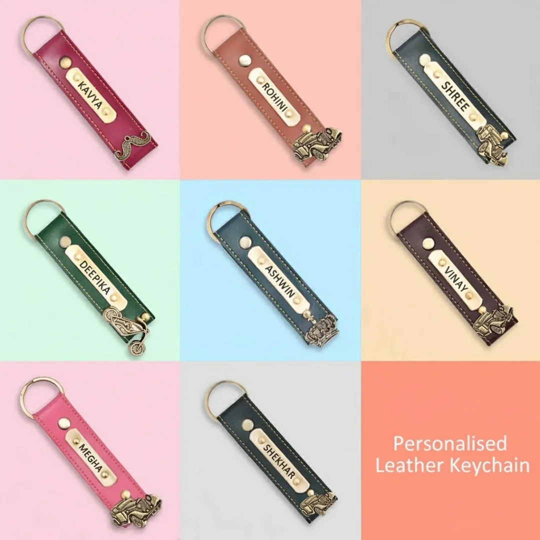 MH Decors Personalised Leather Keychain Black Customizable and Stylish