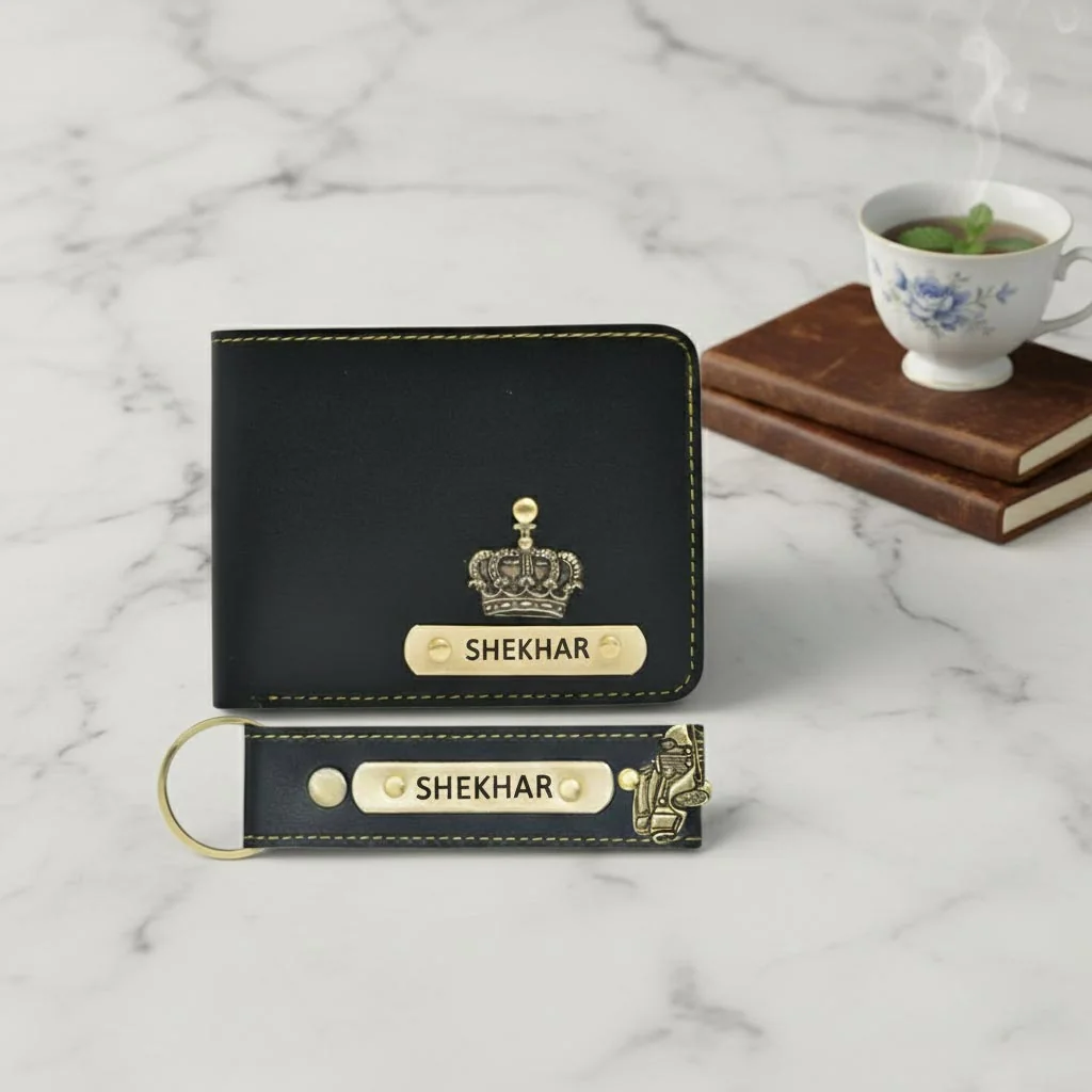 Zpics Men's Wallet with Name and Charm