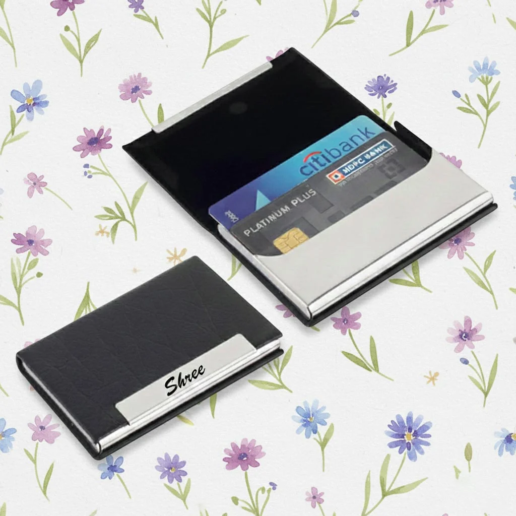 MH Decors Sleek Personalized Business Card Case with Custom Name