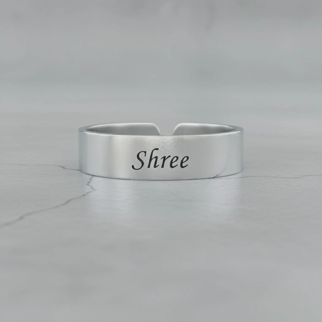 MH Decors Personalized Silver Ring with Name Engraving & Secret Feature