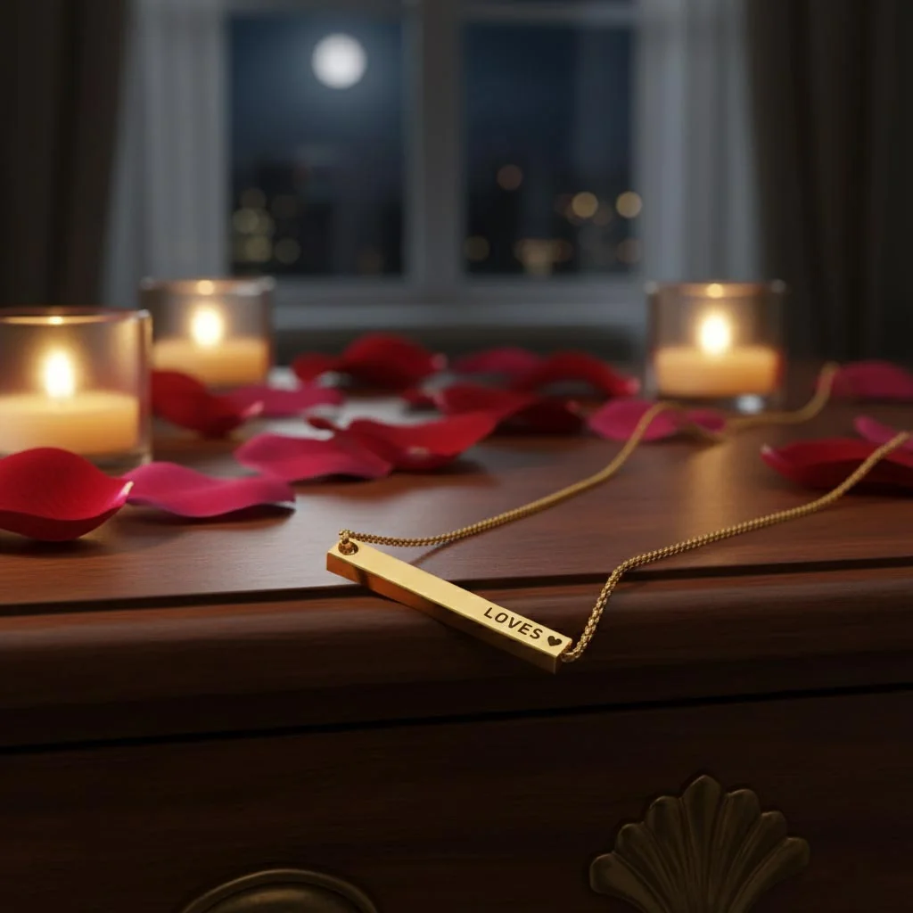 Zpics 22kt Gold Plated Memory Bar Necklace