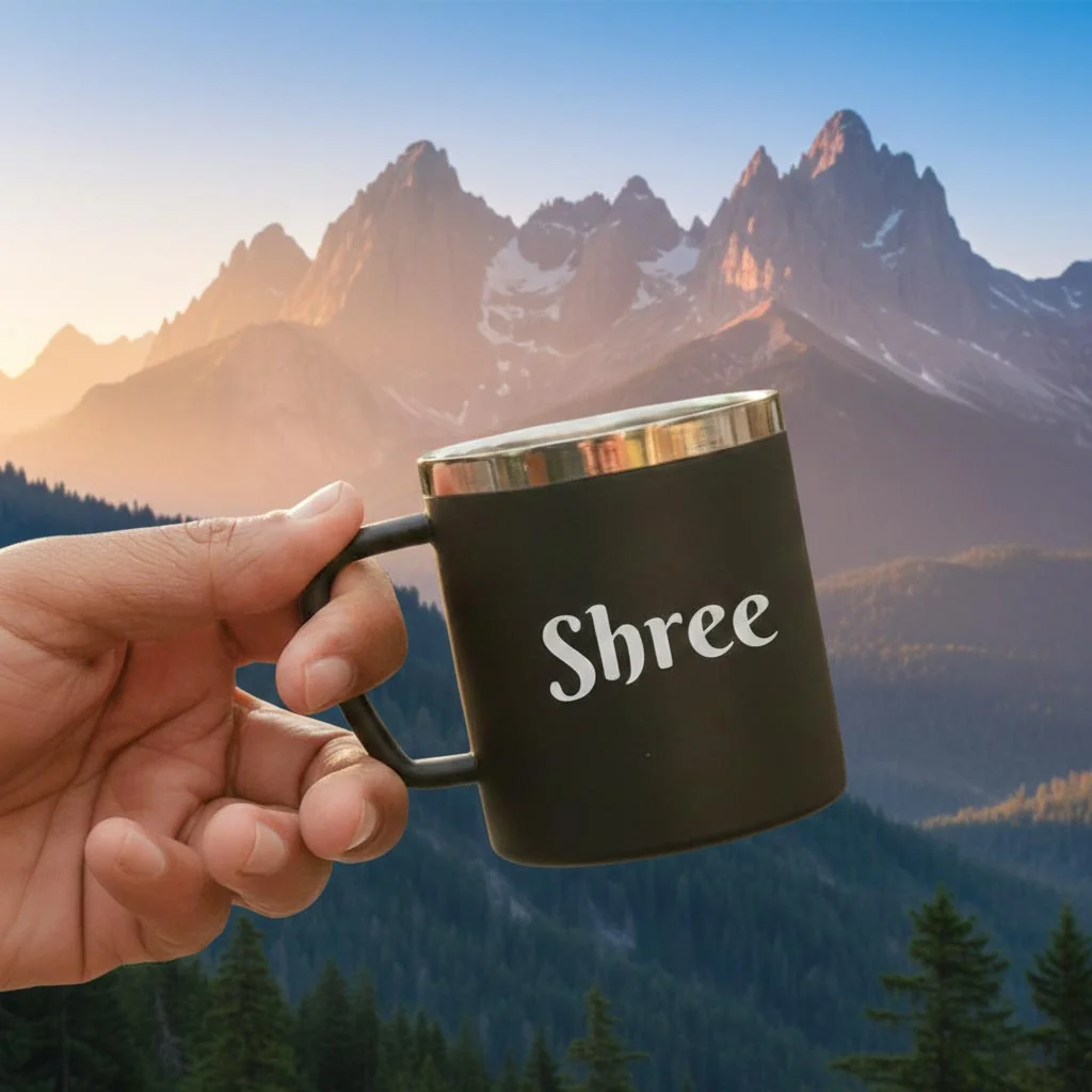 MH Decors Personalized Steel Coffee Mug – Custom Black Finish