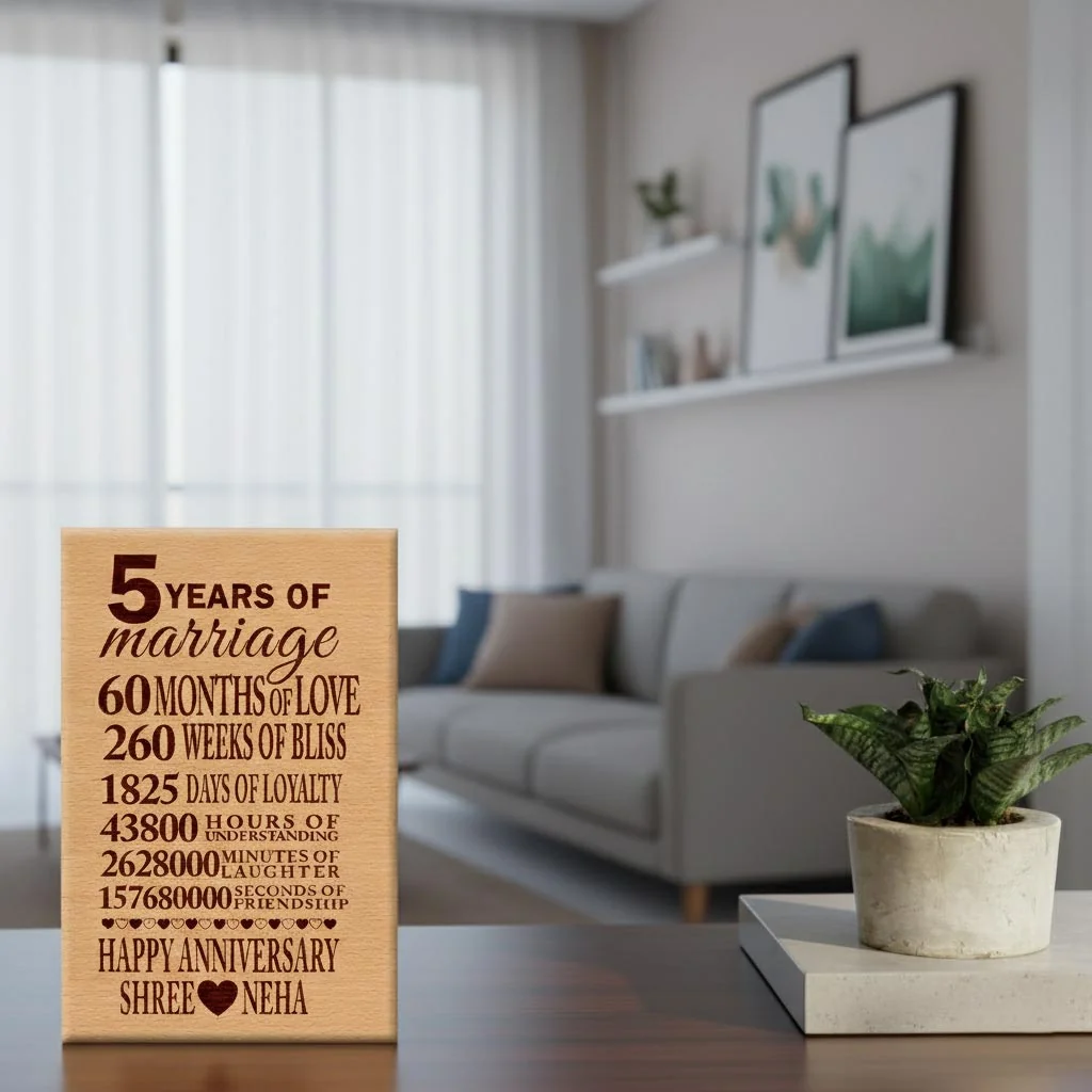 MH Decors 5 Years of Love Frame – Custom Anniversary Gift