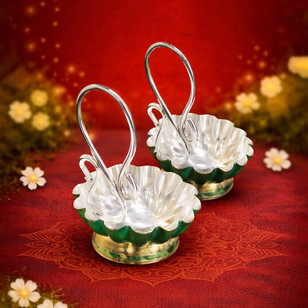 V Gifts German Silver 2 Cup Panchwala for Home Pooja and Religious Ceremonies