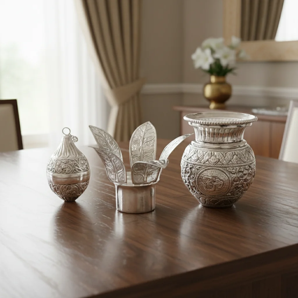 Value Gifts Premium German Silver Antique Kalisam for Home Temple and Pooja Use