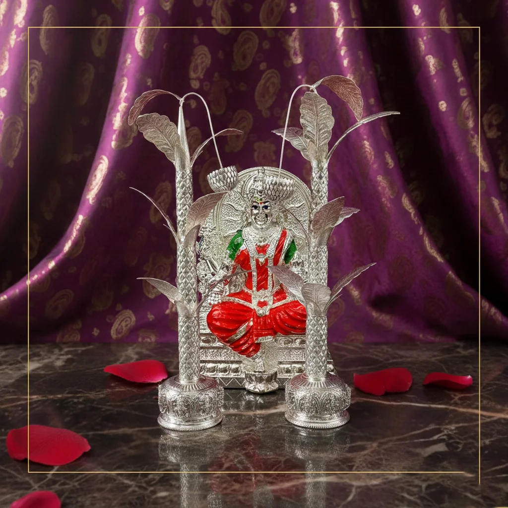 Value Gifts Premium 5 Inch German Silver Lakshmi Idol for Pooja and Ceremonies
