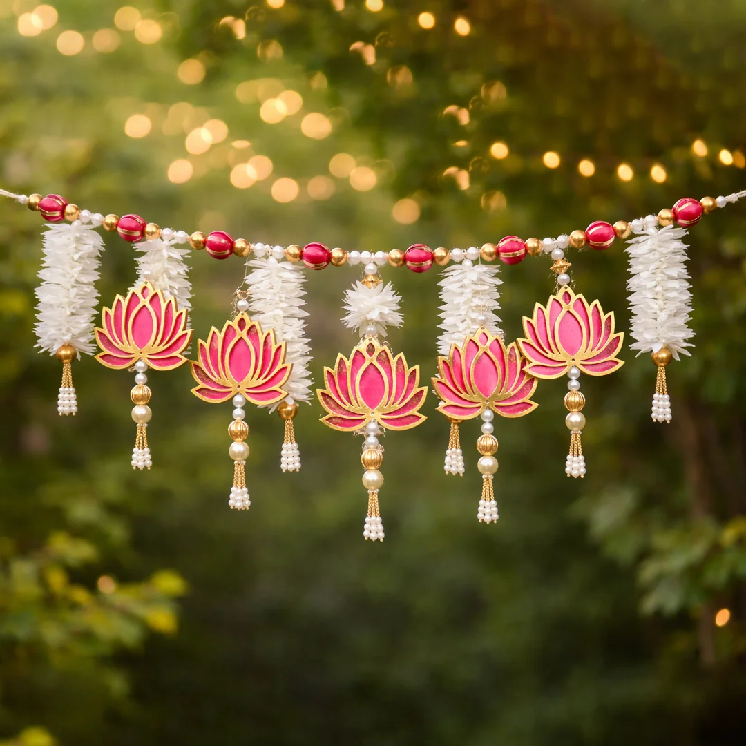 VPH Gift Store Lotus Toran Decorative Set for Religious & Event Decoration