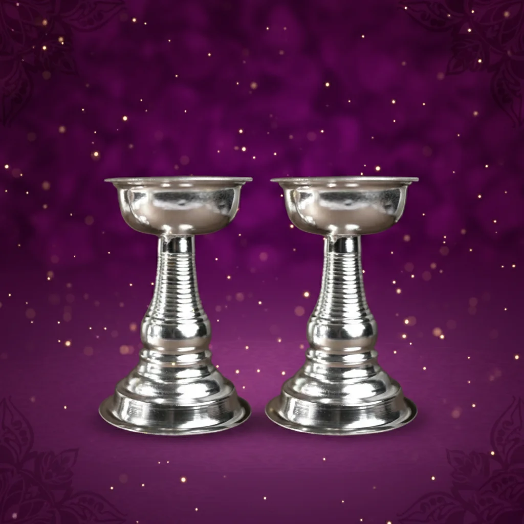 VPH Gift Store 4 Inch Tube Diyas German Silver Item for Pooja Use