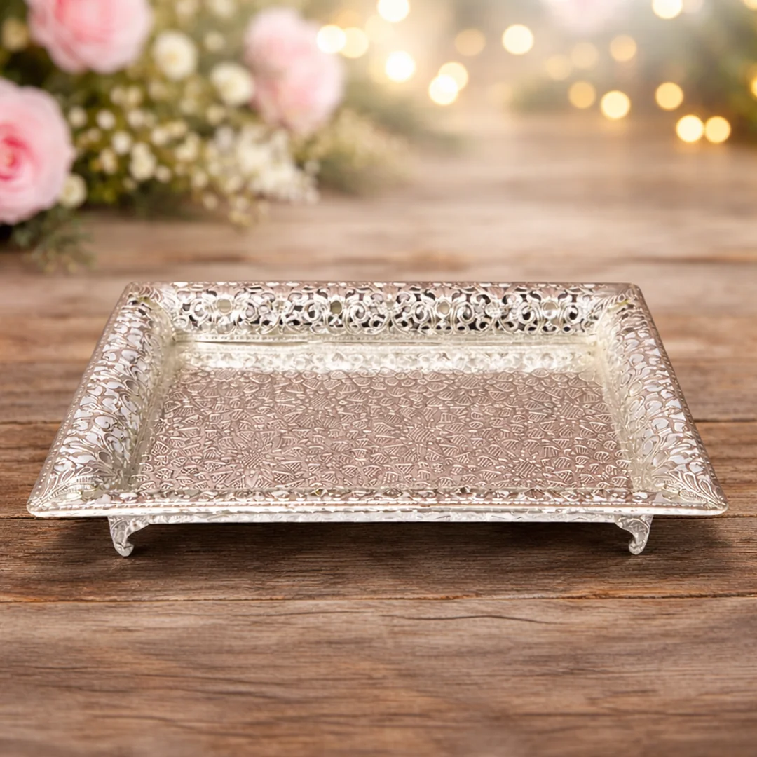 VPH Gift Store Wedding Tray in German Silver for Ceremony and Decor