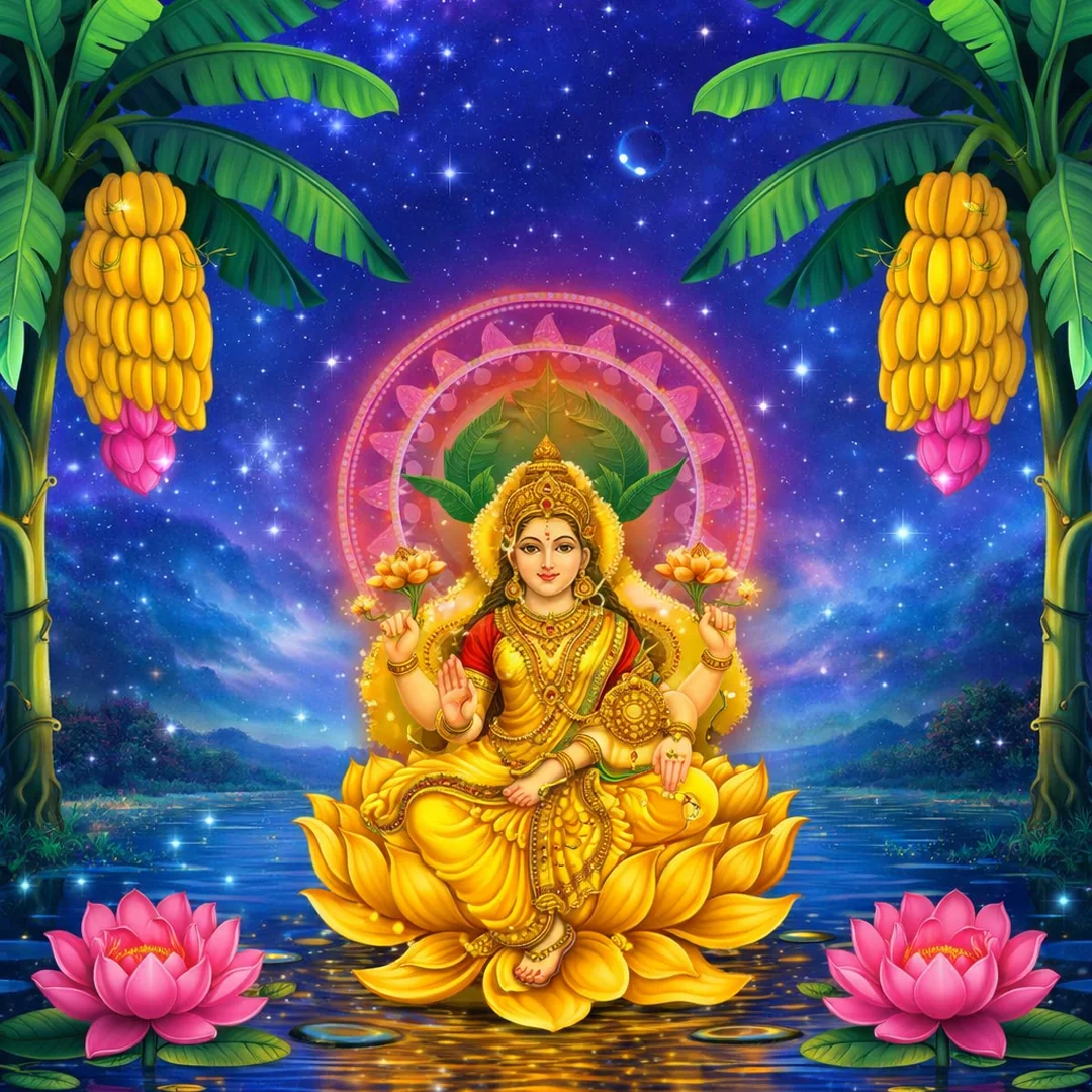 VPH Gift Store Red Background Varalakshmi Devi Backdrop