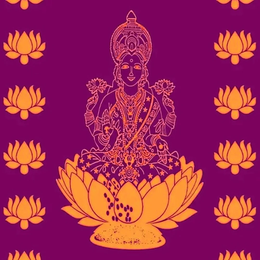 VPH Gift Store Lakshmi Devi Backdrop in Maroon for Celebrations
