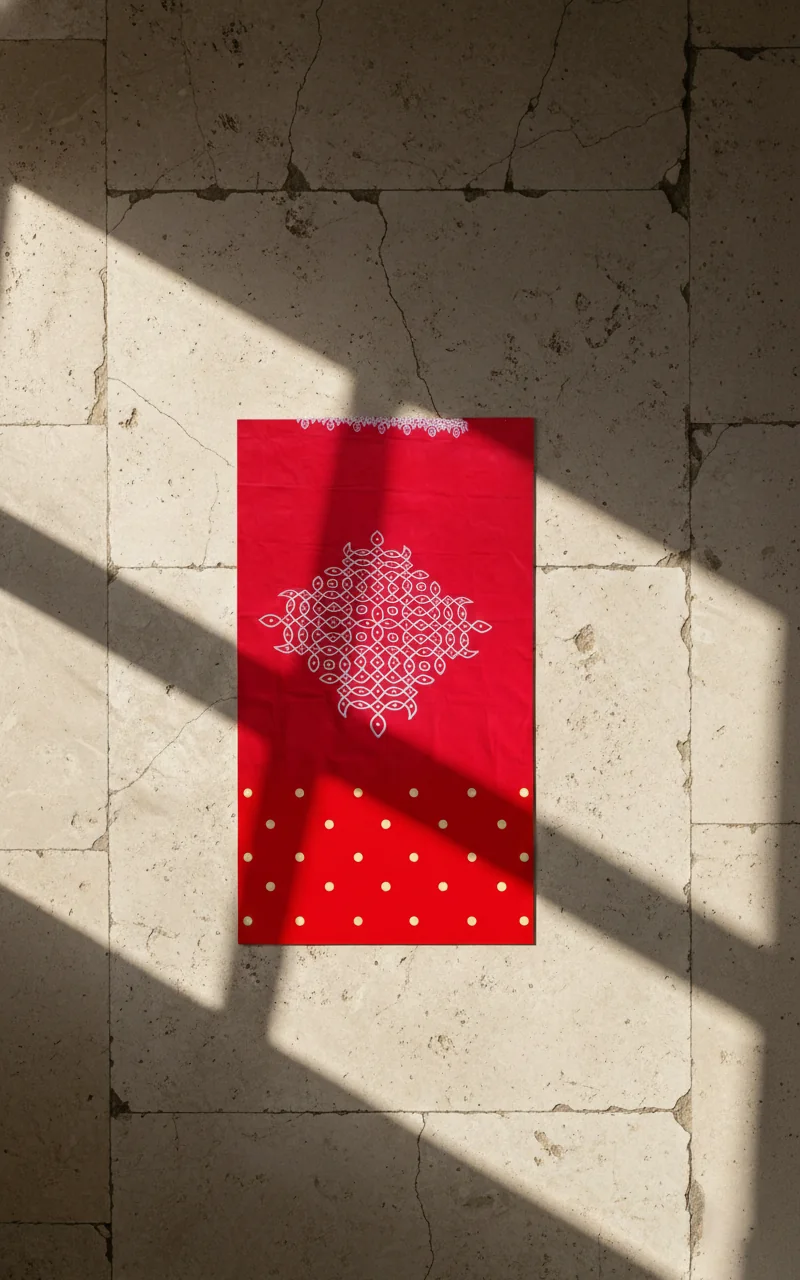VPH Gift Store Velvet Red Muggu Design Backdrop (5x8 Ft)