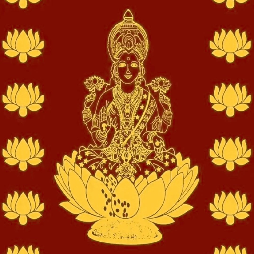 Sri Yagnaa Elegant Lakshmi Devi Marron Backdrop for Temple & Home Décor