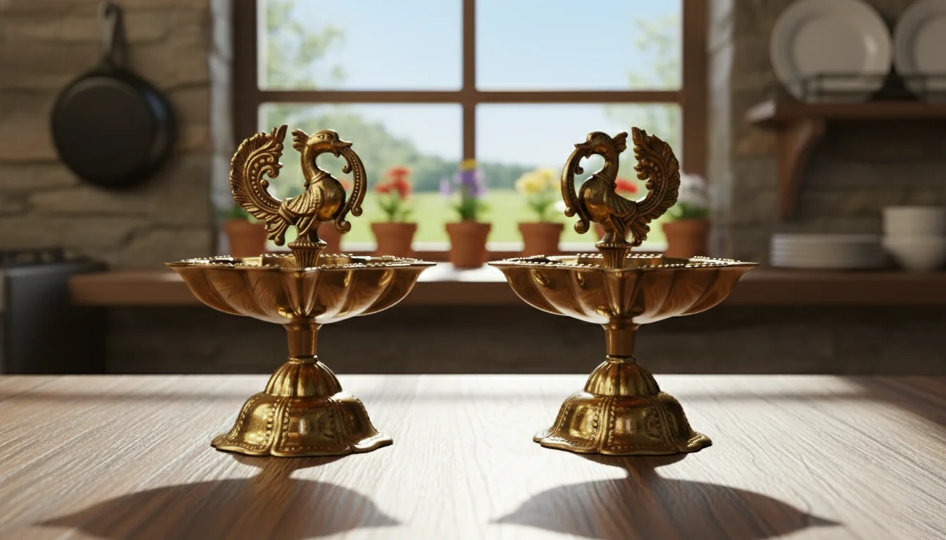 VPH Gift Store Traditional Peacock Diya for Pooja & Ritual Lighting