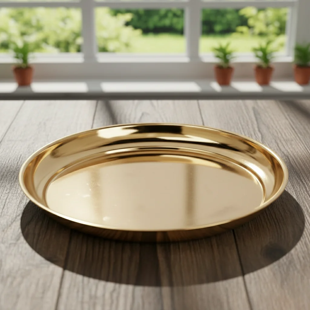 VPH Gift Store Brass Plate 15 CM for Temple Use & Religious Functions