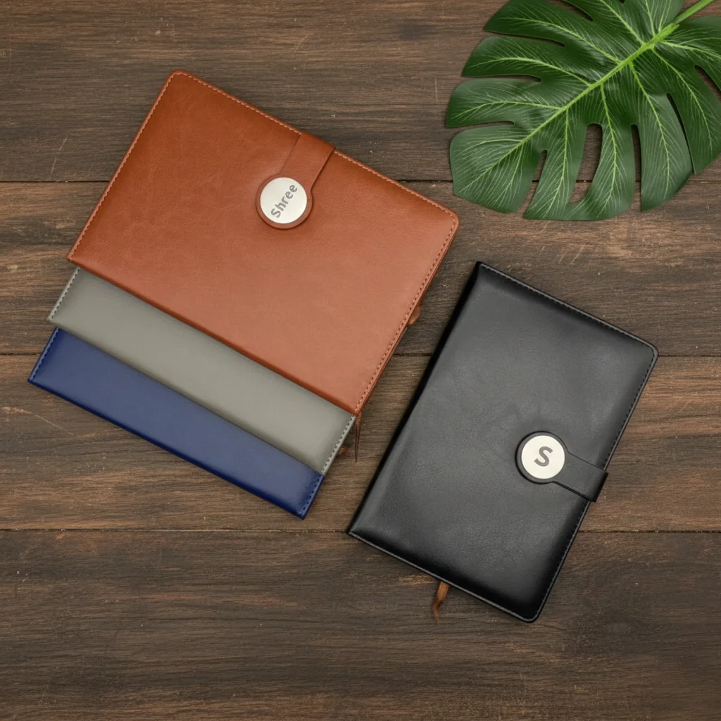 Zpics Elegant Blue Personalised Leather Diary for New Year Gifting