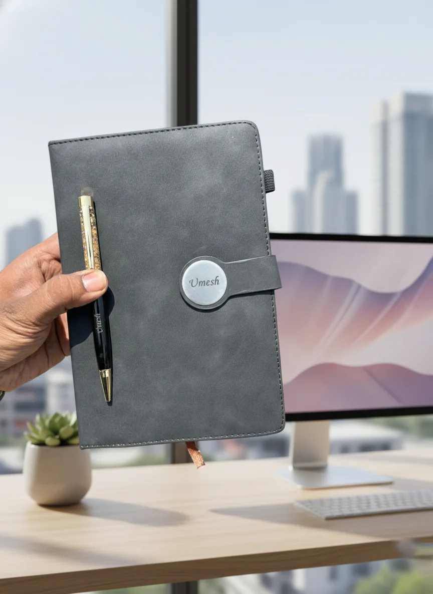 Zpics Blue Round Magnetic Personalised Journal Set