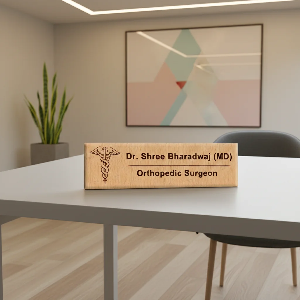 Zpics Custom Wooden Doctor Name Plate for Outdoor Wall
