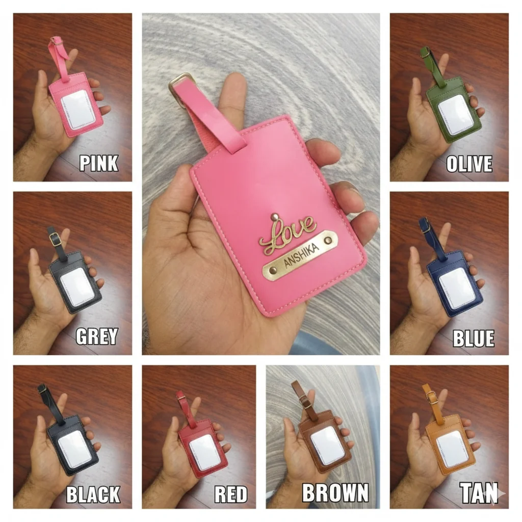 MH Decors Grey Custom Suitcase Name Label for Airport Travel