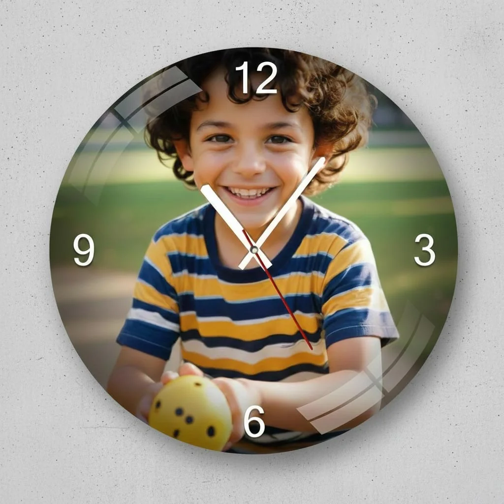 Zpics Personalized Acrylic Clock with Custom Photo Design Round or Square