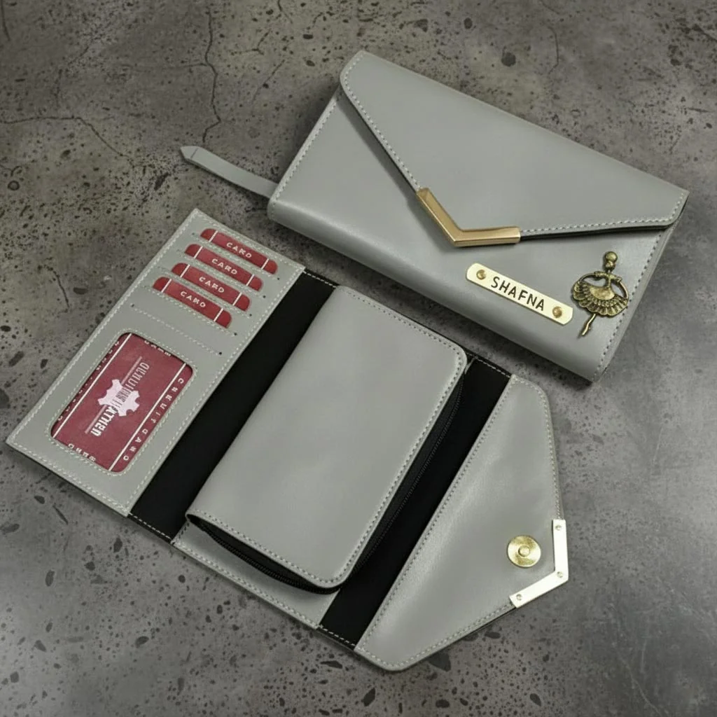 Zpics Custom Women’s Small Wallet Personalized with Name and Charm