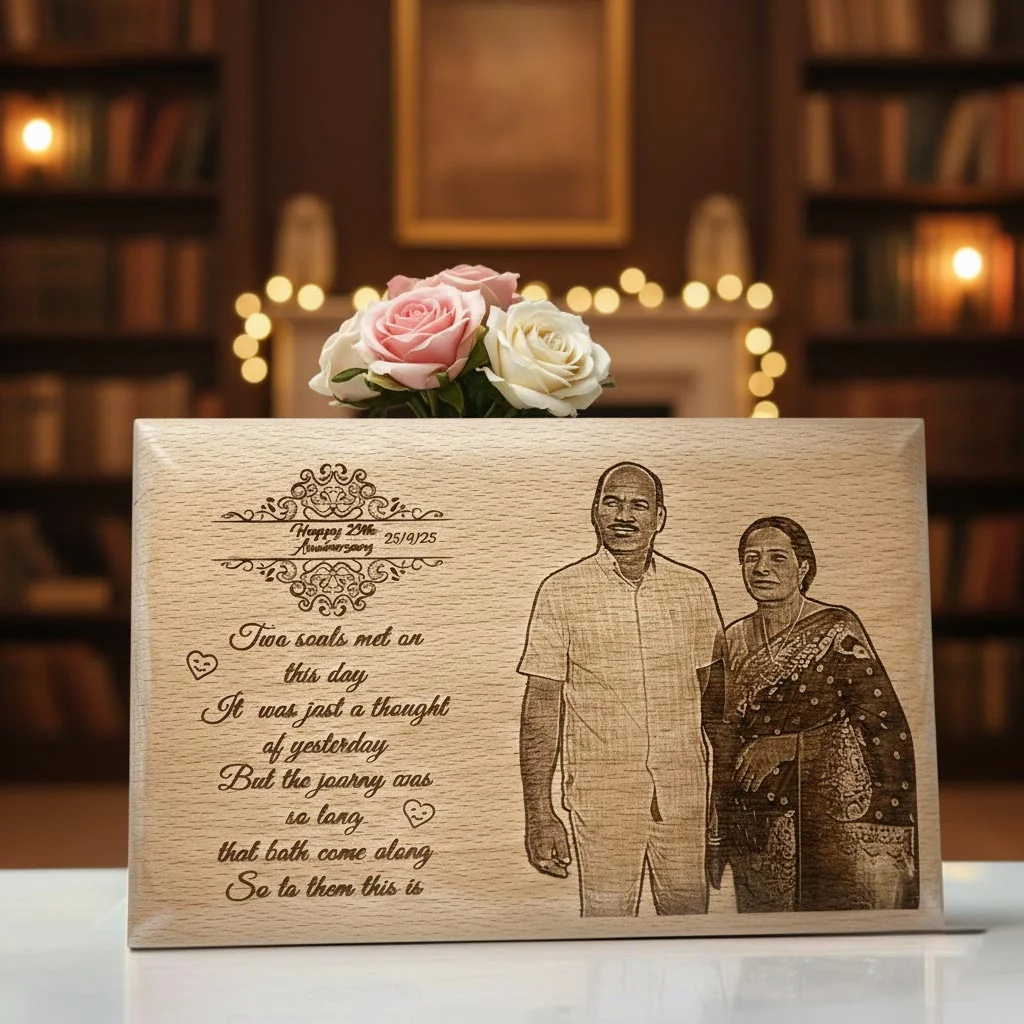Zpics 25th Wedding Anniversary Personalized Wooden Photo Frame Gift