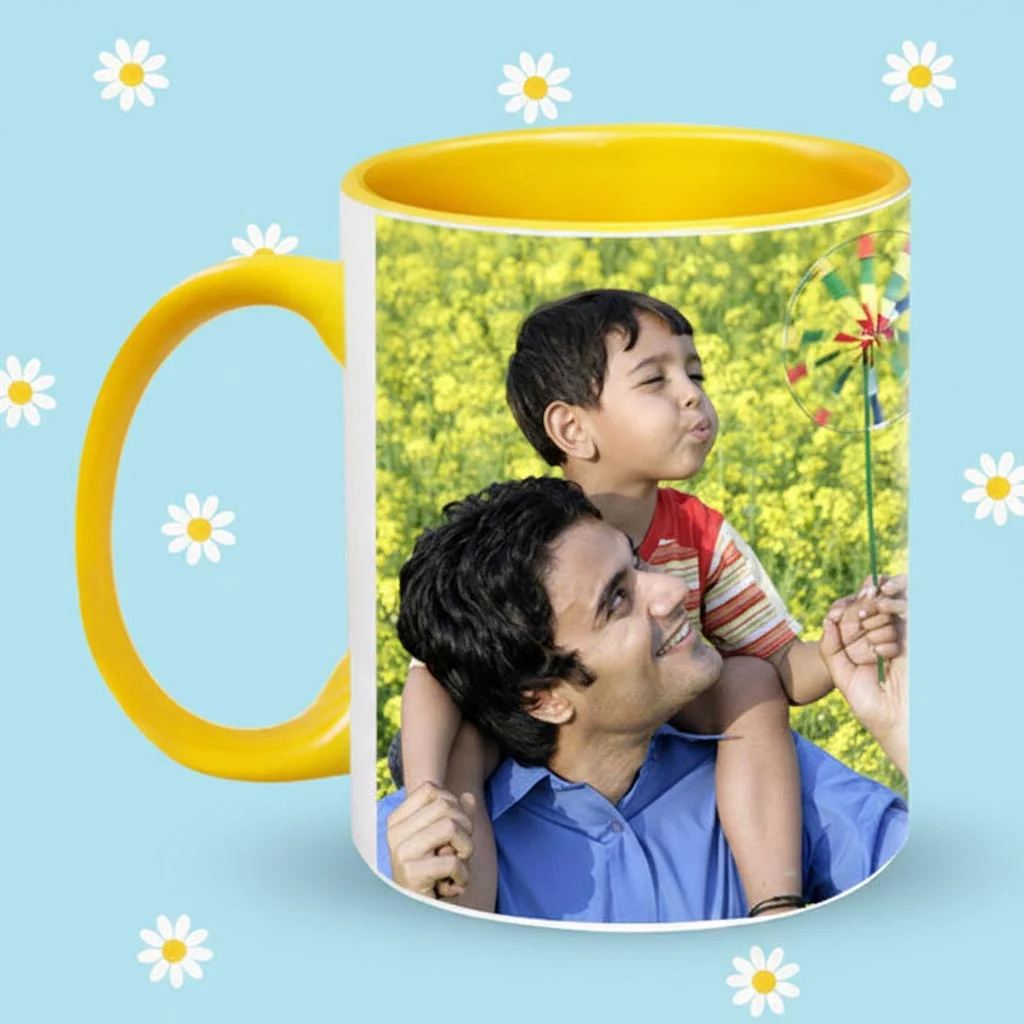 Zpics Create Your Own Photo Mug White Wrap Around with Yellow Interior