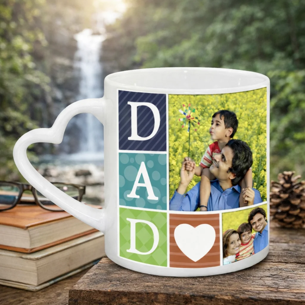 Zpics Unique Heart Handle Superhero Dad Coffee Mug Birthday Idea