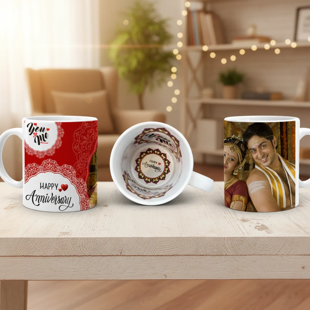 Zpics White Coffee Mug Happy Anniversary Gift for Loved Ones