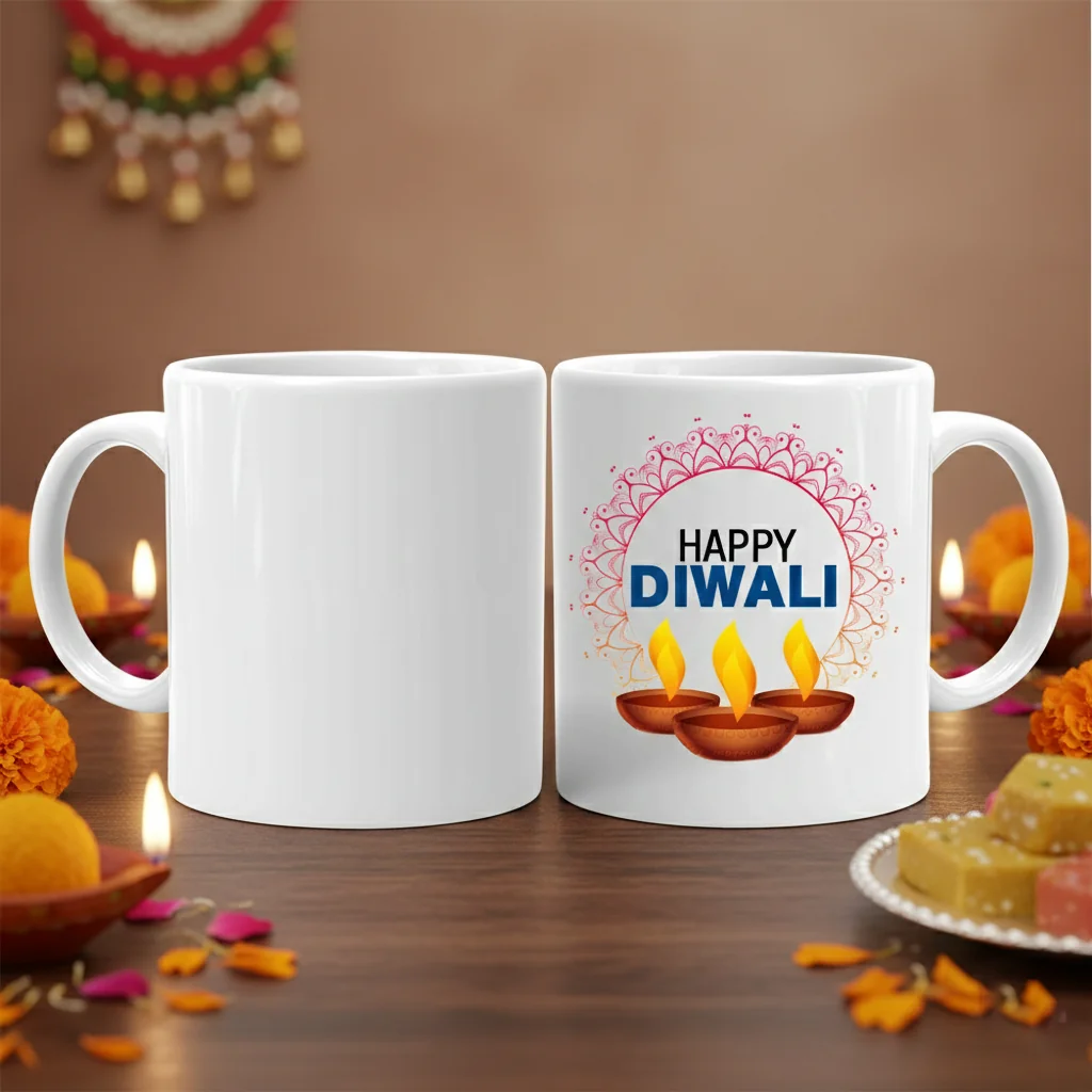 Zpics Personalized Diwali Coffee Mug for Colleagues Family and Friends