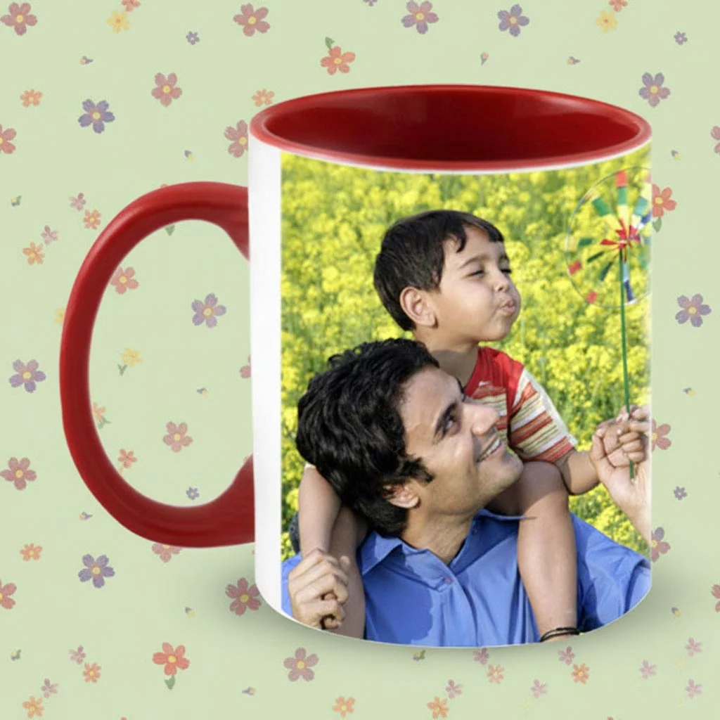 MH Decors Personalized Red Interior Wrap Around Coffee Mug Custom Photo Design