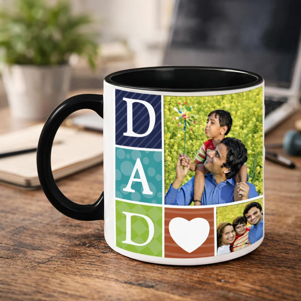 MH Decors Heat Sensitive Black Inside My Dad My Superhero Birthday Coffee Mug