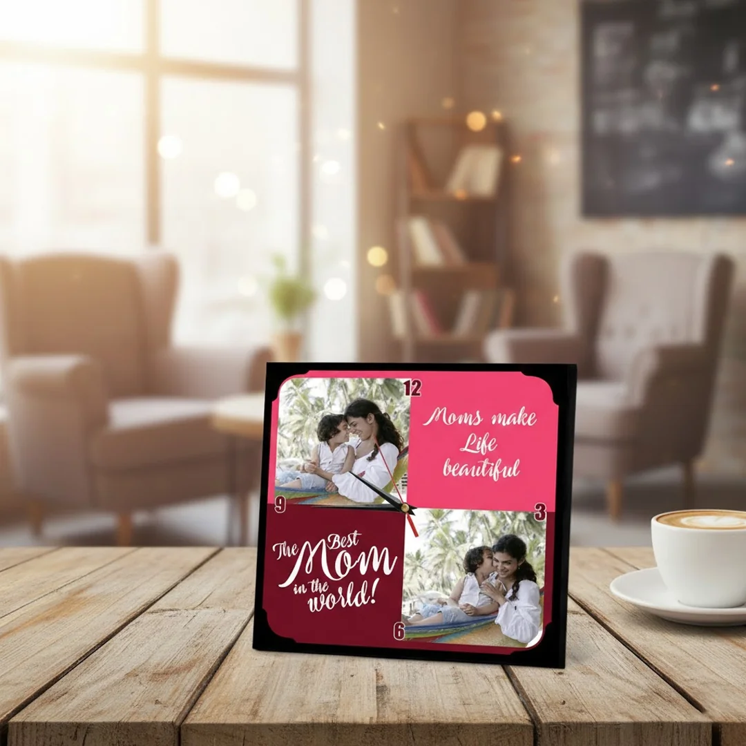 Zpics Custom 6x6 Inch Women's Day Table Clock Personalized Gift for Women