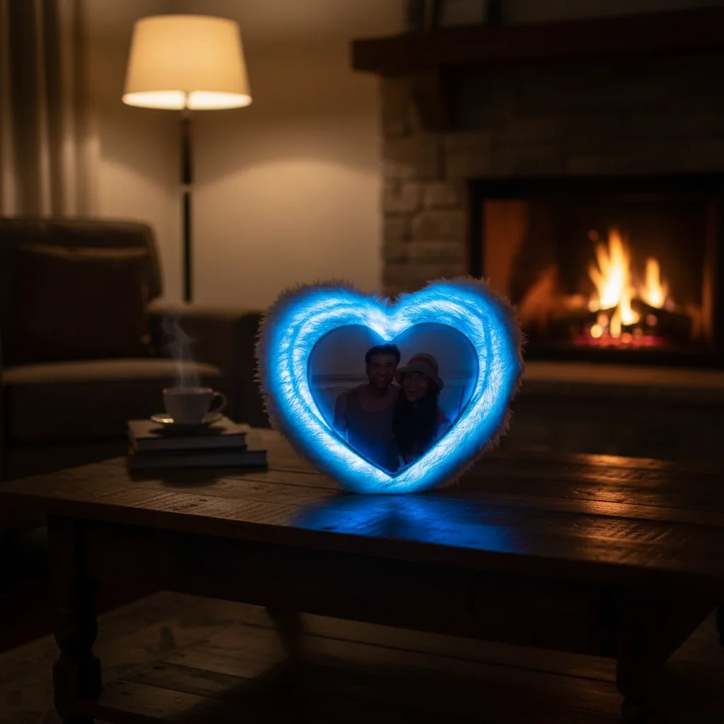Zpics Custom 12x12 Heart Shaped LED Magic Photo Pillow with Multi Colour & Remote Control
