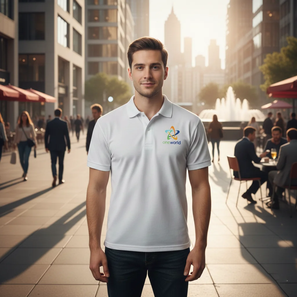 Zpics Custom XL 42 White Round Neck T-Shirt with Company Logo on Both Sides