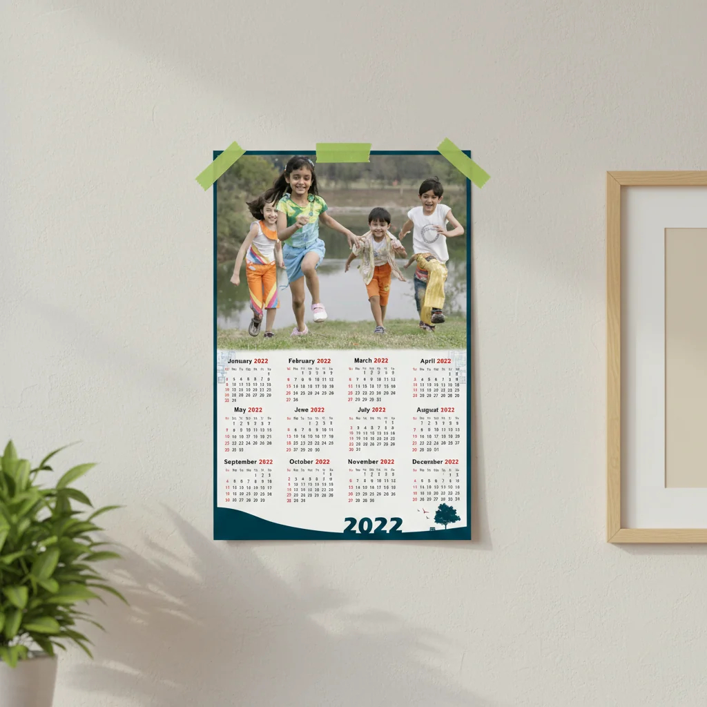 Zpics Customizable A3 Yearly Wall Hanging Photo Calendar Personalized for Special Moments