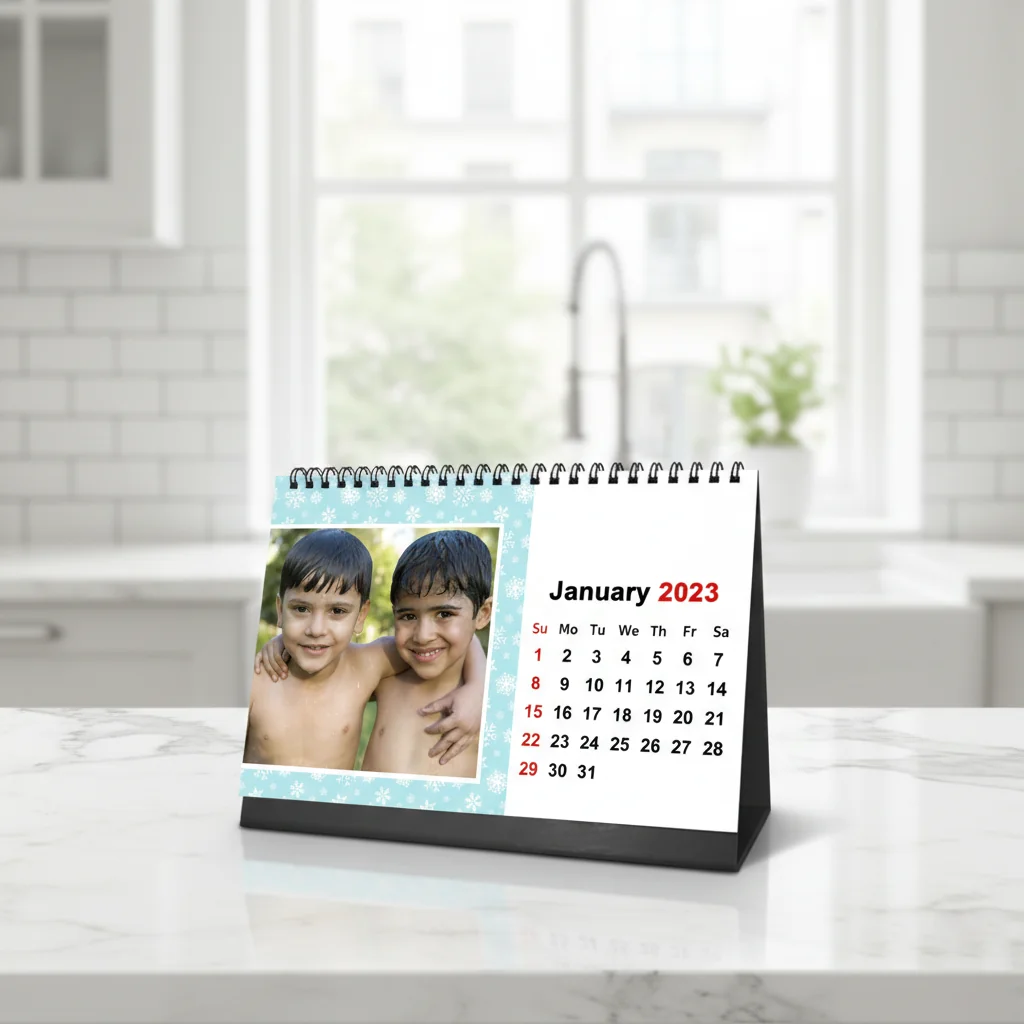 Zpics Custom Floral 12-Month Desk Calendar 4x6 with Inspirational Quotes