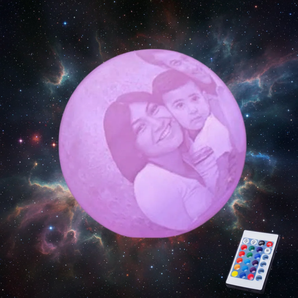Zpics Custom 3D Moon Night Lamp 12 CM Touch Sensor with Wooden Base and 16 Colours