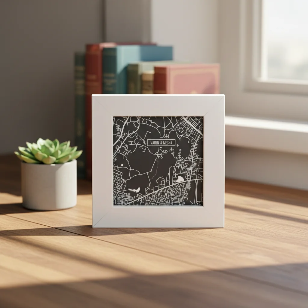 VPH Gift Store Mini Map of Your Special Place with Personalized Names in White Frame