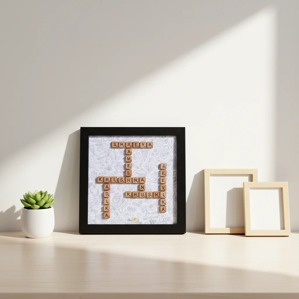 VPH Gift Store Family Names in Scrabble Letter Style Framed Personalized Artwork