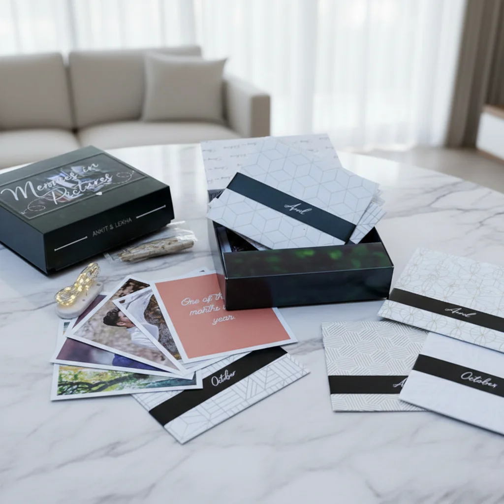 VPH Gift Store Monthly Memory Box with 12 Custom Envelopes for Loved Ones