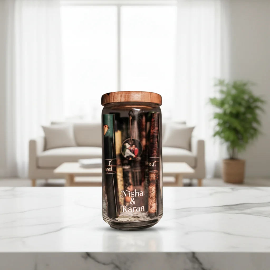 VPH Gift Store Vintage Jar with Personalized Promise Rolls and Photo Pendant