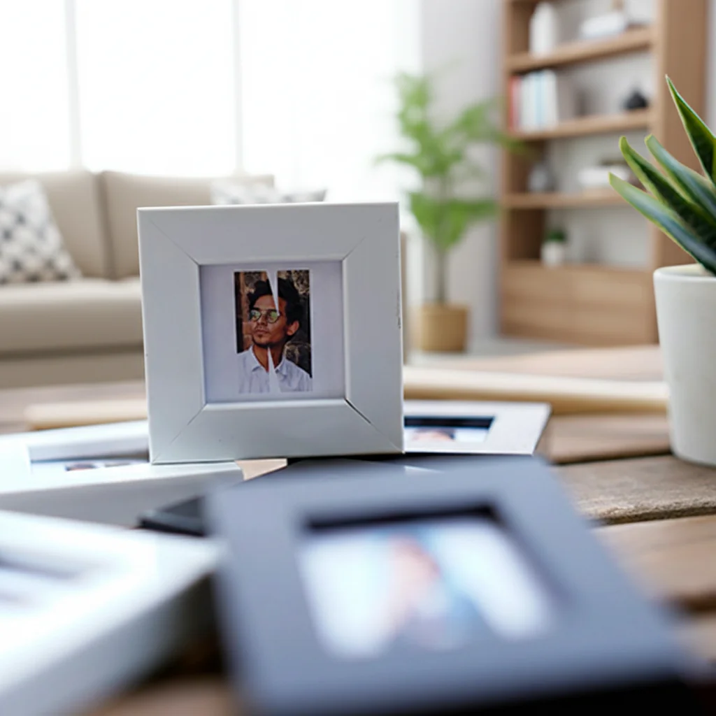 MH Decors Set of 6 White Mini Frames with Pictures Blended in Name Initial