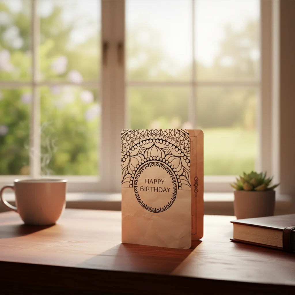MH Decors Mandala Patterned Personalized Greeting Card with Vintage Message