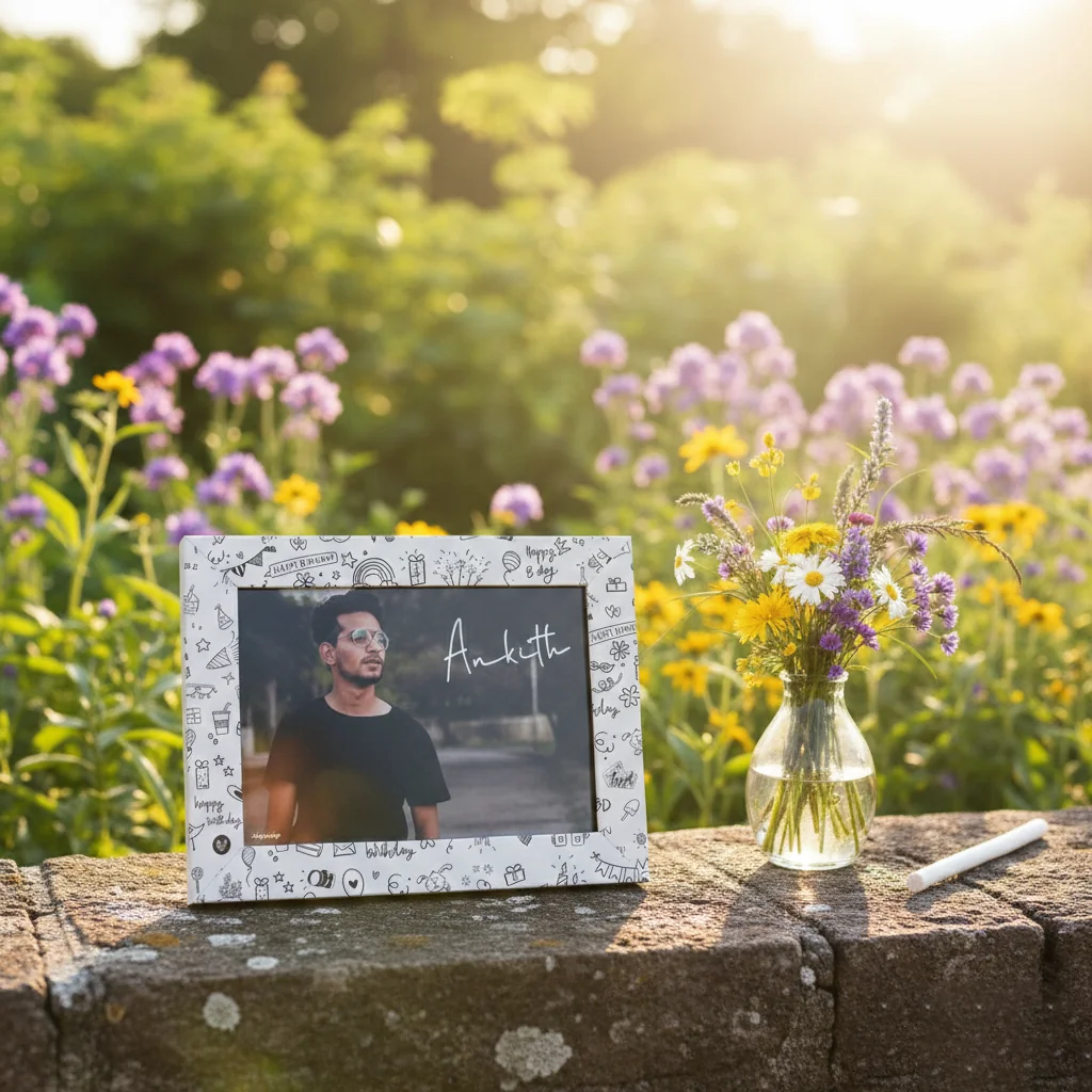 MH Decors Unique Birthday and Anniversary Doodle Printed Portrait Frame