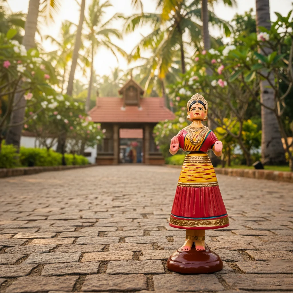 VPH Gift Store Wooden Butta Bomma Dancing Doll Kondapalli Yellow Red Handcrafted for Home