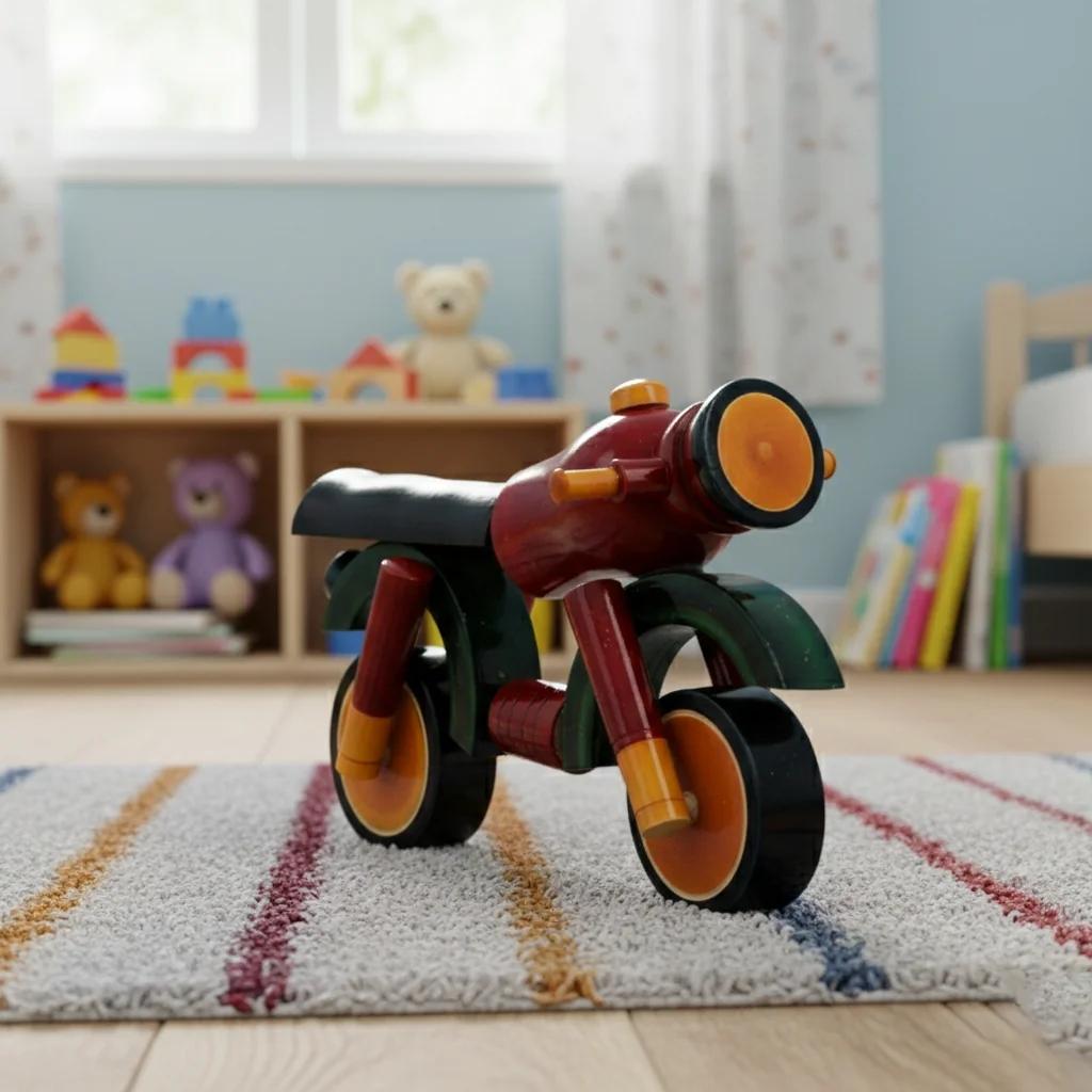 VPH Gift Store Kondapalli Wooden Motorcycle Toy Handcrafted Decorative Figurine for Kids