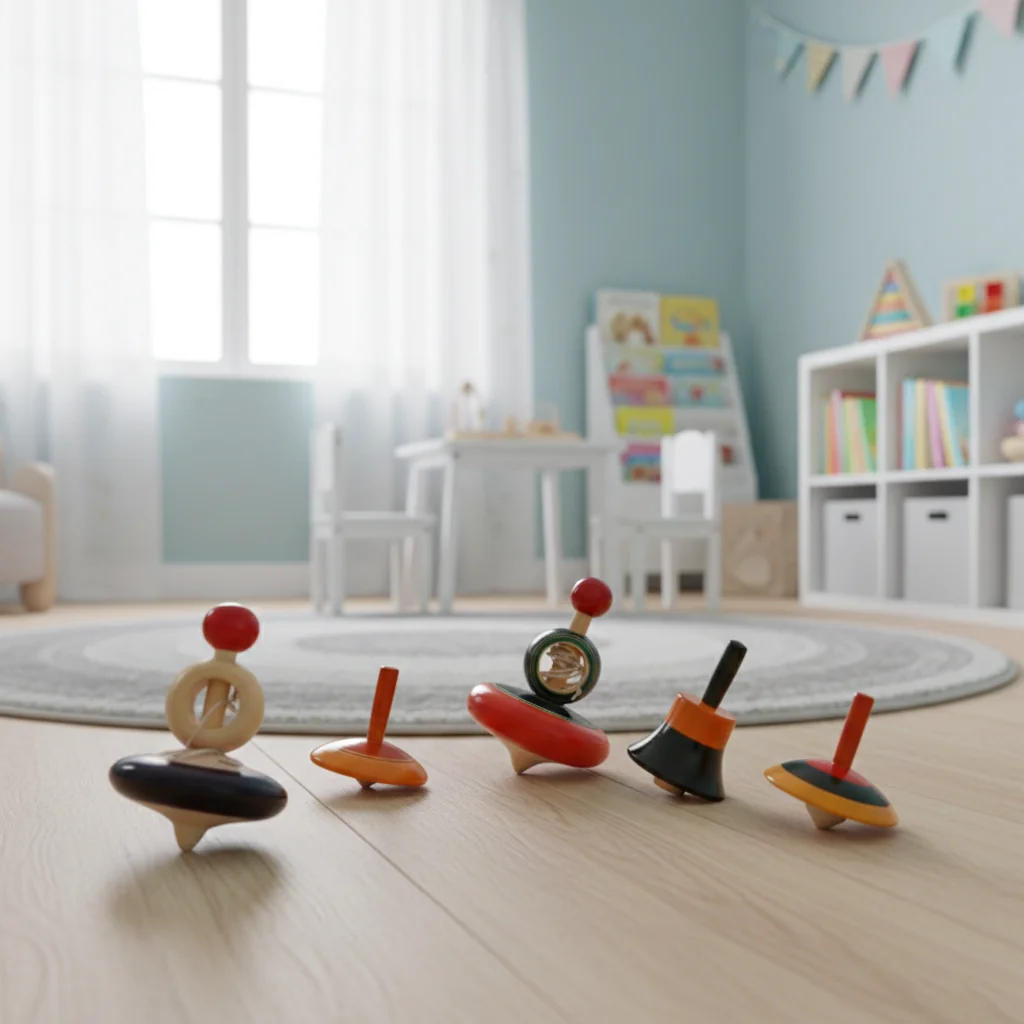 VPH Gift Store Kondapalli Wooden Finger Spinning Tops Educational Toy for Kids