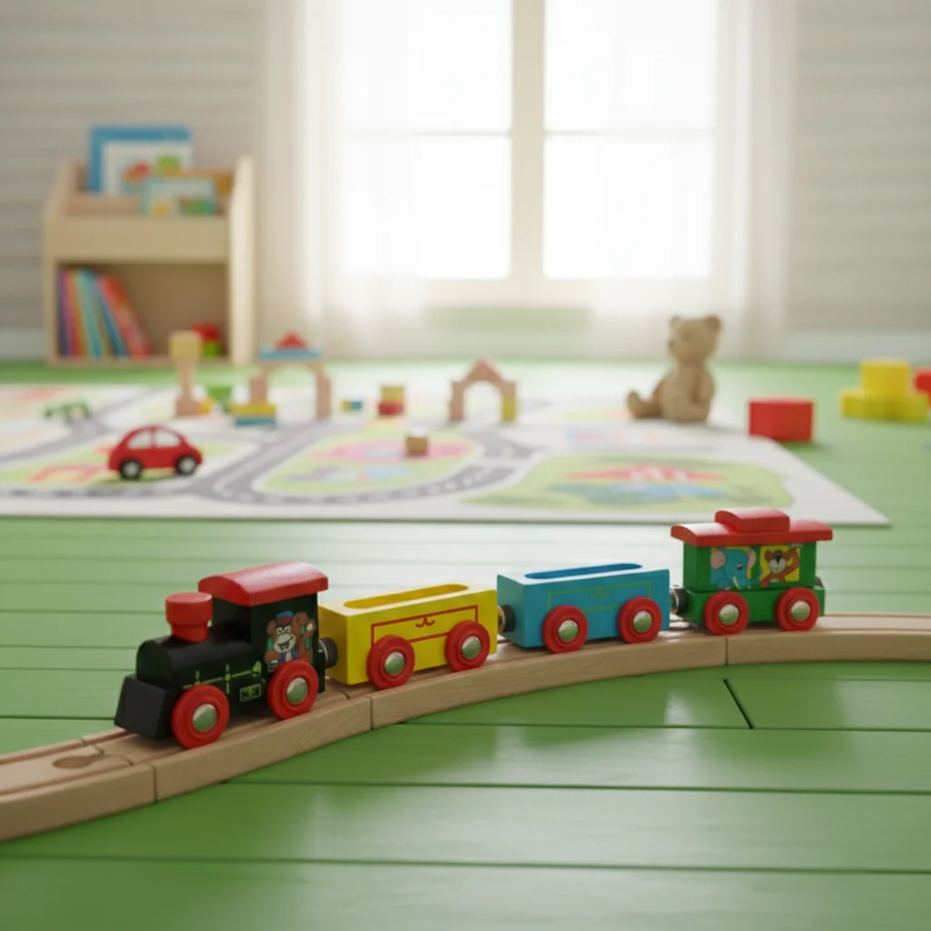 VPH Gift Store Wooden Magnetic Train Set Kondapalli Handcrafted with Engine and 3 Boggies