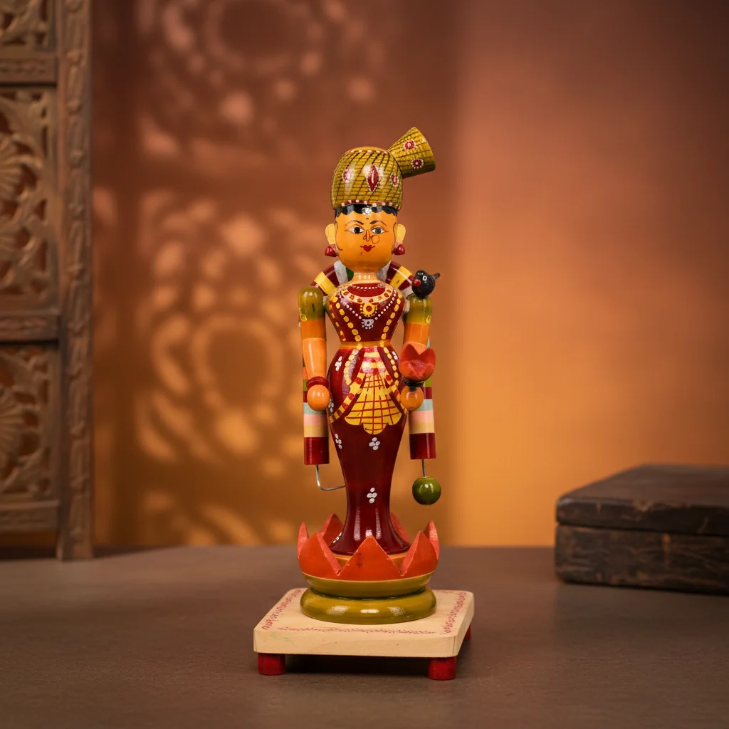VPH Gift Store Kondapalli Wooden Goddess Goda Devi Decorative Showpiece for Home